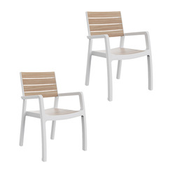 Lot de 2 fauteuils CORALE blanc et teck - ALLIBERT