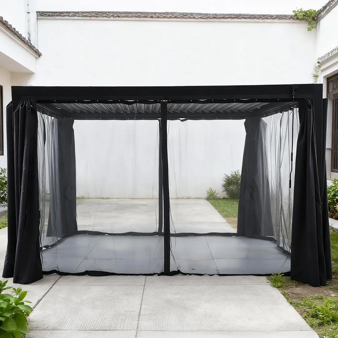 Kit Pergola bioclimatique 3x4m anthracite avec son set moustiquaire