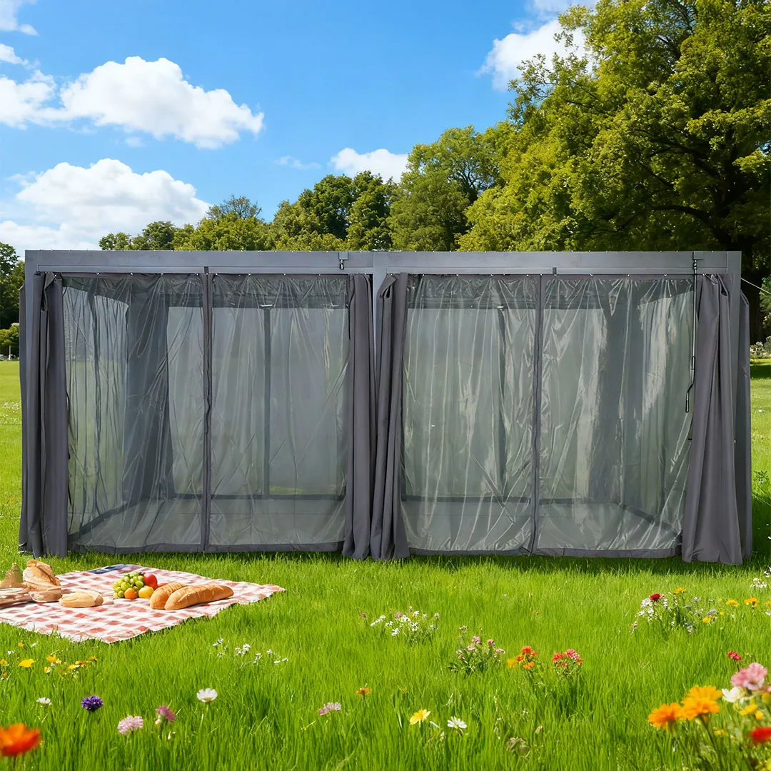 Kit Pergola bioclimatique 3x6m anthracite avec son set moustiquaire